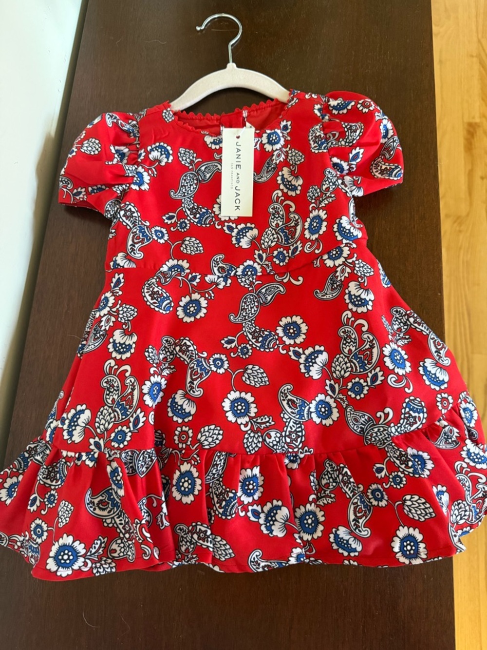 Janie and Jack Red Paisley & Floral Ruffle Dress